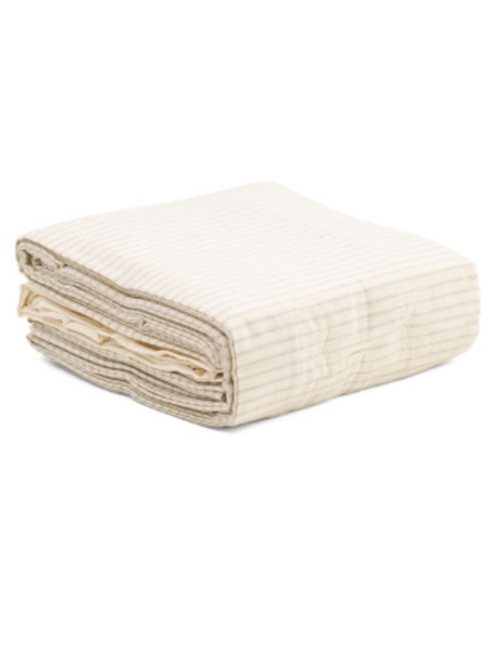 Docofil Striped Cream & Gray Queen Sheet Set